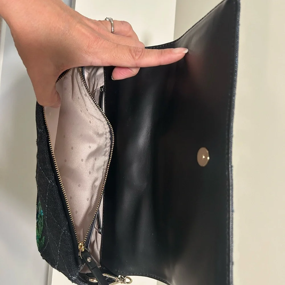 Rare hard to find Kate Spade Black Quilted Bag with Floral Sequins - Picture 7 of 16